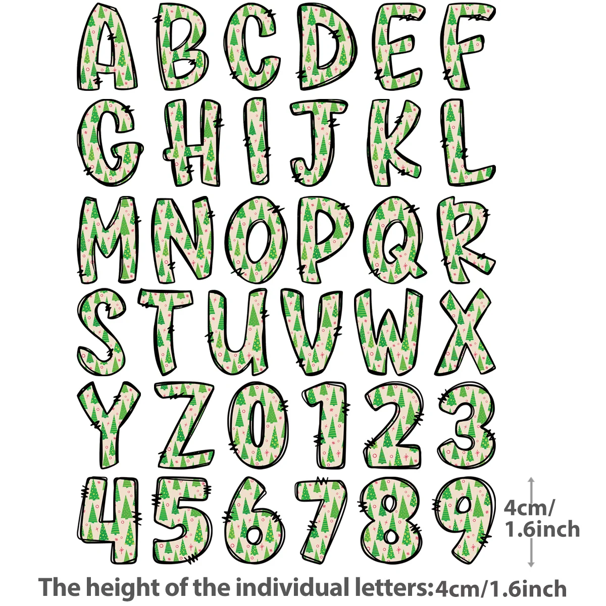 Weihnachten Buchstaben A-Z 0-9 Eisen auf Patch wärme-kleber individuelle Aufkleber T-Shirt Diy Parches Ropa Kleidung Aufkleber Eisen auf Transfer – Detail 1