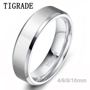 Tigrade 4/6/8/10mm Silver Color Men's Titanium Ring Brushed Man Wedding Band Engagement Rings Male Jewelry Couple anel feminino 1
