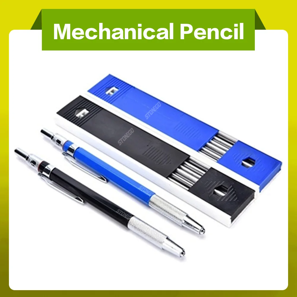 STONEGO Metal Mechanical Pencils 2.0 mm 2B Lead Holder Drafting Drawing Pencil Set with 12 Pieces Leads