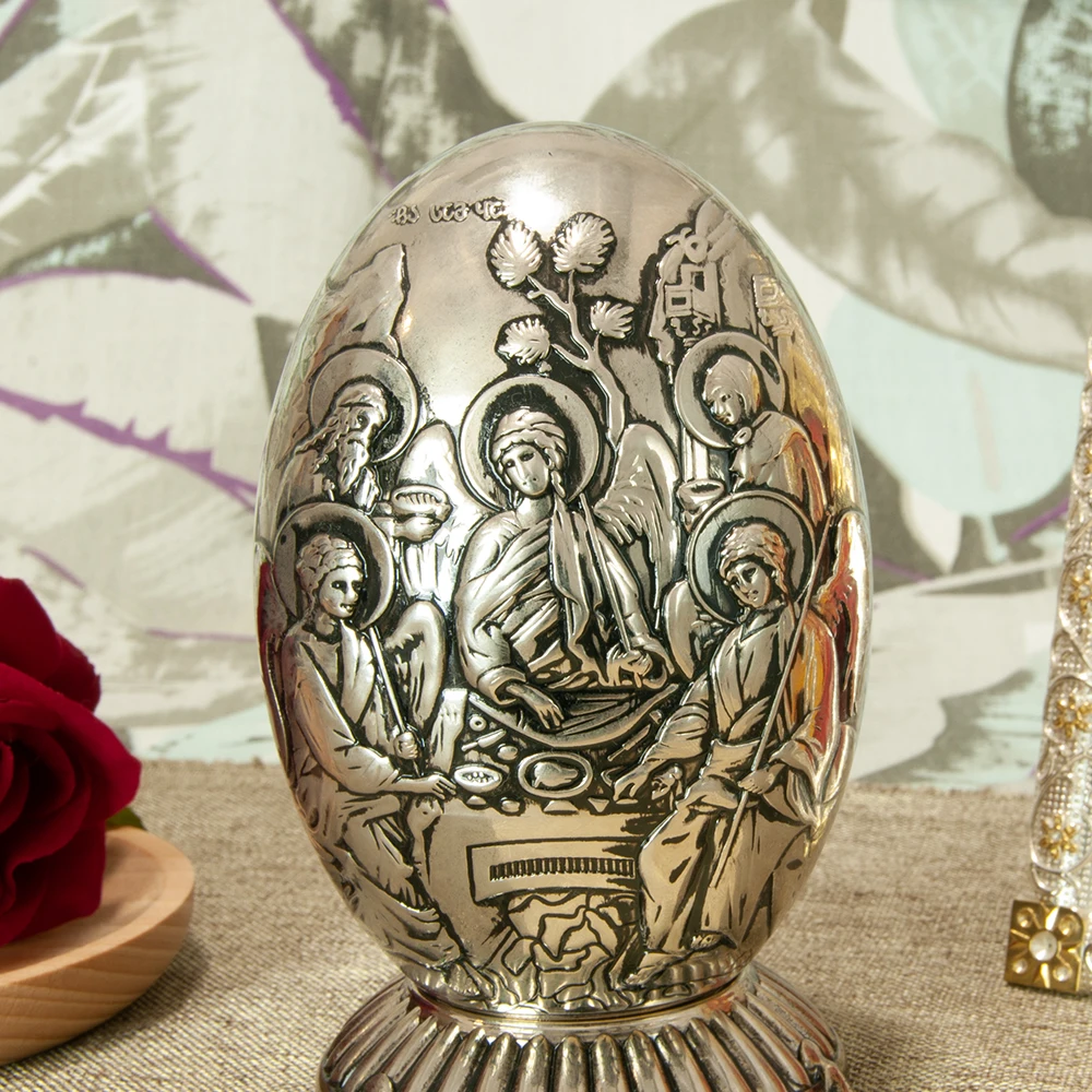 HT New Creative Design Holy Virgin Mary Statue Metal Alloy Round Shape Orthodox Catholic Church Decoration Ornament