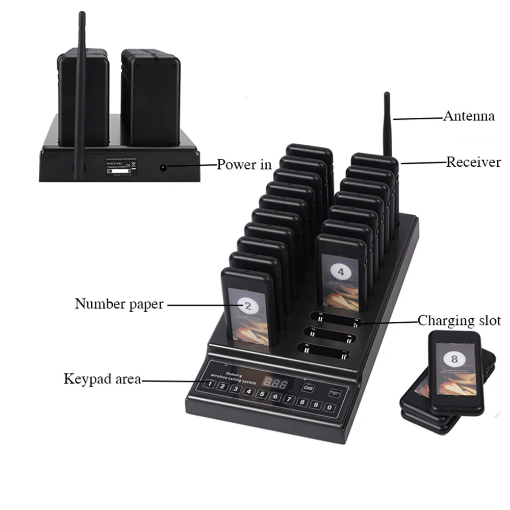 SU-68G Restaurant Pager Wireless Celling Emergency  Pager System 10-20 Channels Waiter For Church Nursery Cafe Bar Restaurant