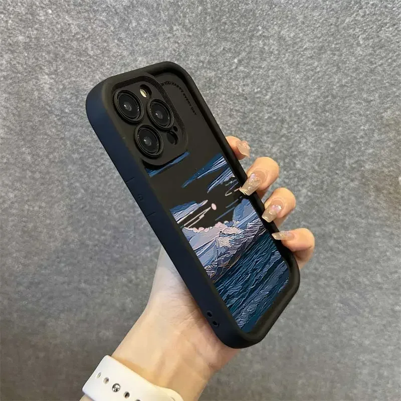 Custodia Per Iphone11 Iphone12 Muslimax 14Promax 15 15Pro 15Promax Skin Feel Anti-Drop Sunset Oil Painting Custodia Per Cellulare
