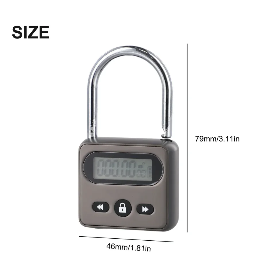 Lucchetto Elettronico Con Timer In Metallo Ricaricabile USB – Fino A 99 Ore Display LCD