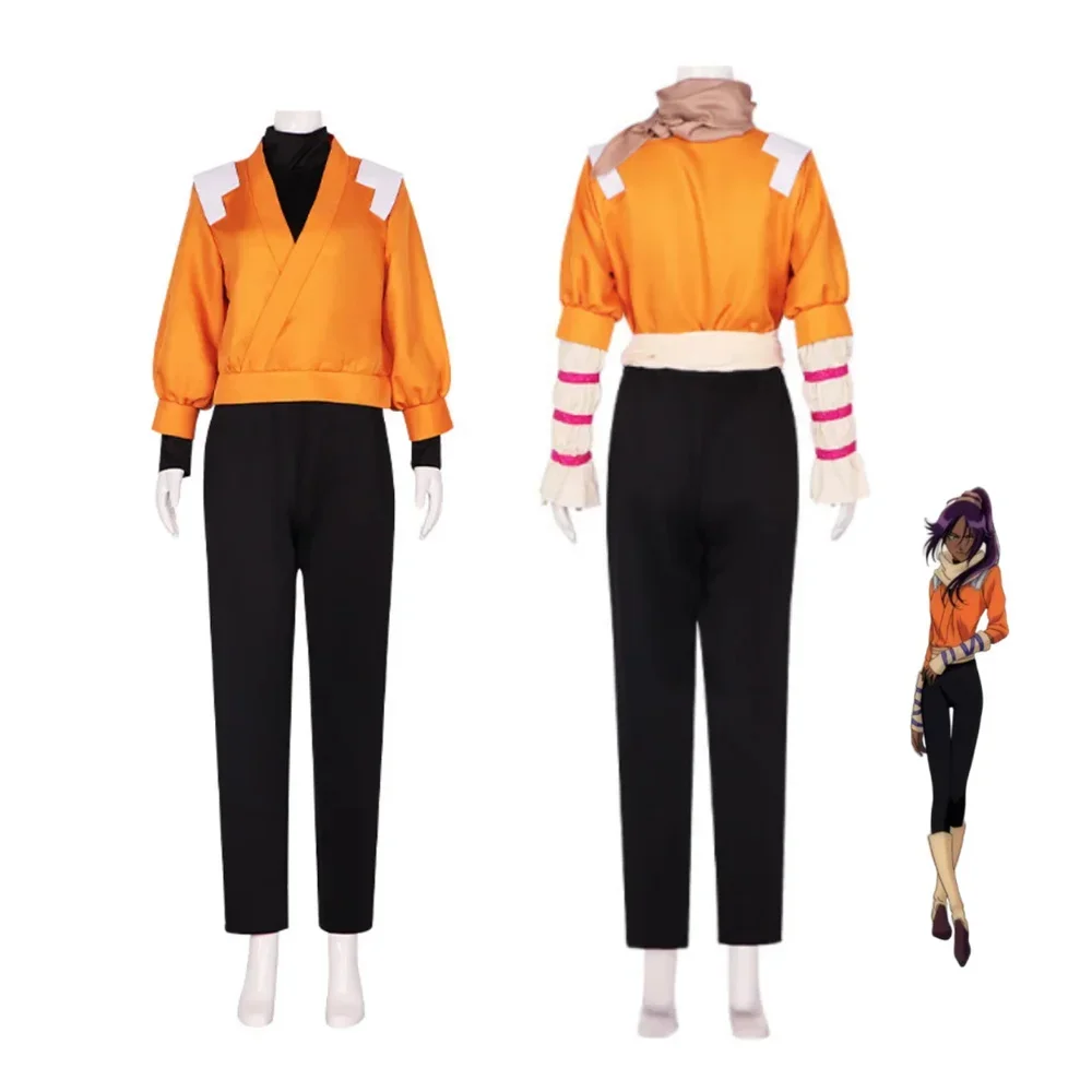 

Anime BLEACH Shihouin Yoruichi Shinigami Cosplay Costume Set Halloween For Woman Men Clothes
