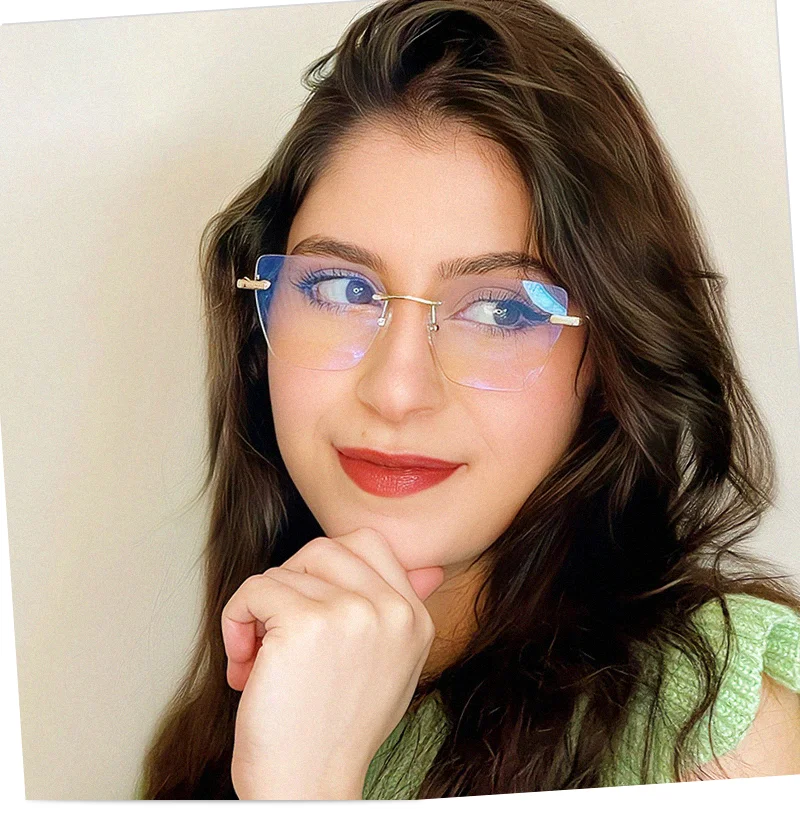 Ralferty 2025 Luxus-Damen-Randlose Brillen für Damen, Anti-Blaulicht-Brille, kein verschreibungspflichtiger optischer Rahmen, Damen-Brillengestelle – Detail 5