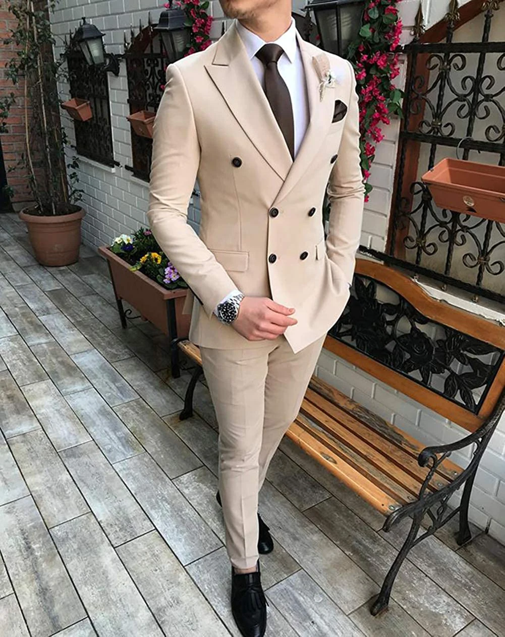 Traje Verano Hombre Trajes De Boda Para Hombres Gris Claro Negocio