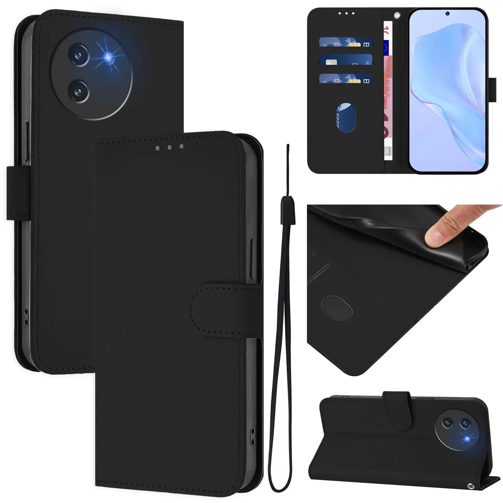 High-Quality Leather + TPU Protective Phone Case with Flip Anti-Knock Wallet Design