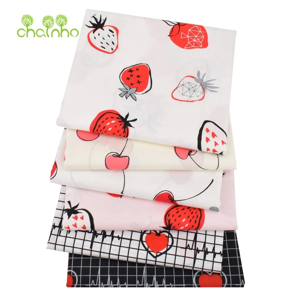 Chainho,Printed Twill Weave Cotton Fabric,Patchwork Cloth,DIY Sewing Quilting Material,Random Designs,4 Specification,CP07