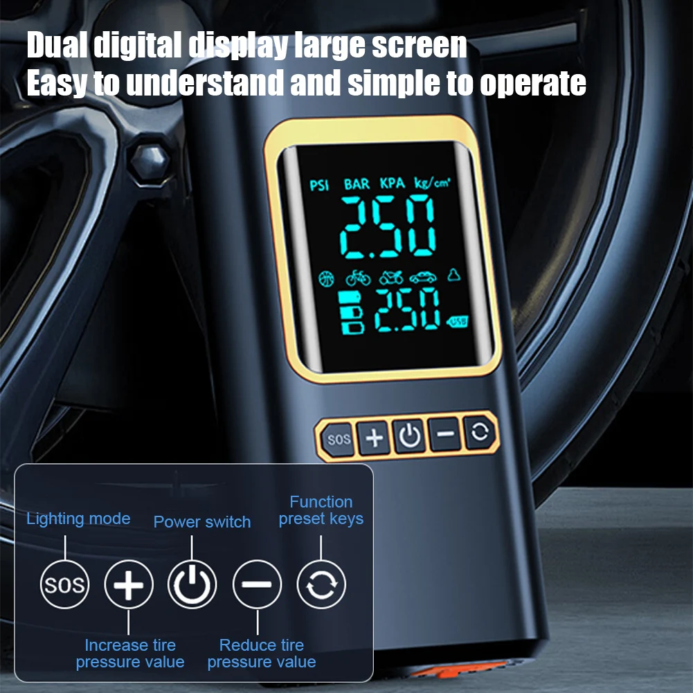 air pump electric tire inflator air compressor pump air compressor tire inflator inflatable pump car battery jump starter 120W 1000A Car Jump Starter Power Bank 4 In 1 150PSI Air Compressor Tire Inflator Portable Battery Booster with LED Flashlight