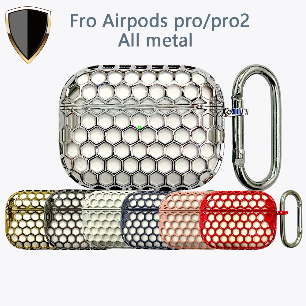 Galvanizado Metal para Airpods Pro Case Capa 2023 Novos Acessórios do Fone de Ouvido Protetor Oco para Fora Design para Airpods Pro Case