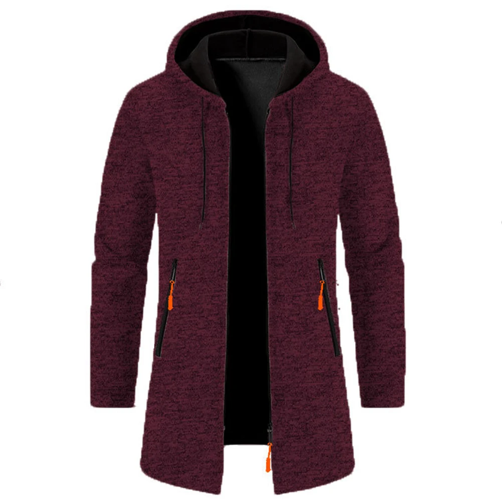Autumn Men's Sweatercoat Tops Long Sleeve Thin Fleece Zip Up Winter Hooded Jackets Male Sweater Cardigans Knitwear
