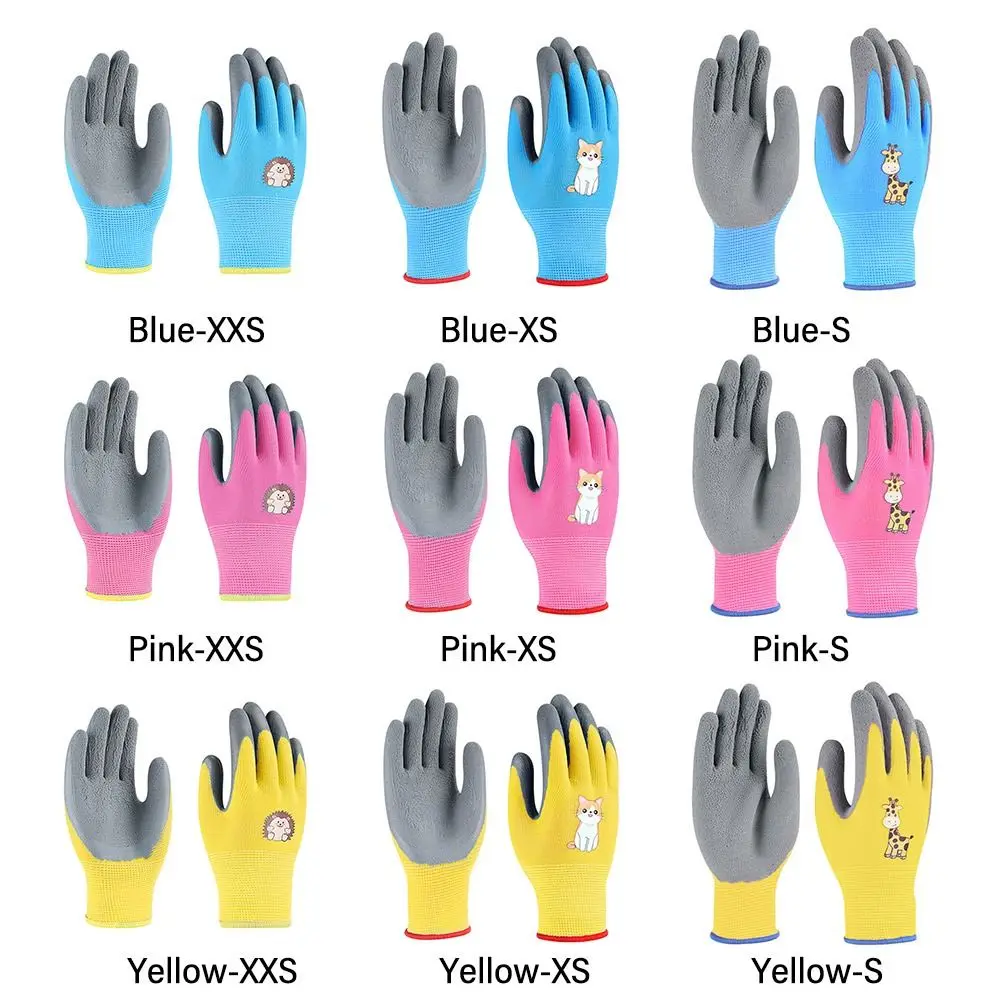 Cartoon Animal Camping Protective Gloves Pink Blue Yellow Multi-purpose Kids Work Gloves Thickening Safety Gardening Glove