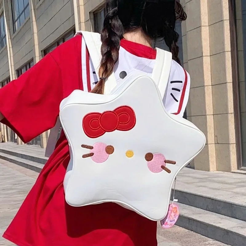 Sanrio Hello Kitty Y2K Backpack Kawaii Hello Kitty Stuff Creative Five  Point Star Large Capacity Sweet Spicy Girls Style Bag