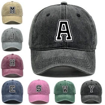 Cappelli personalizzati con 26 alfabeti AZ per uomo donna Divertente berretto da baseball con lettera iniziale con stampa classica in cotone regolabile invecchiato 1