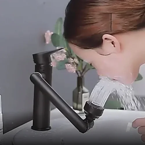 욕실 싱크대 수도꼭지 믹서 데크 장착 물튀김 방지 수도꼭지, 샤워 헤드 에어레이터, 욕실용 배관 탭웨어, 1080 ° 회전 2