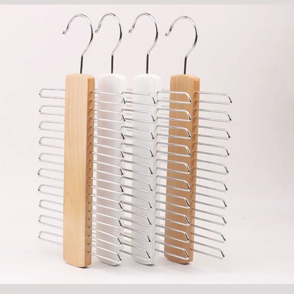 Ties Hanger Holder Rack Silk Scarf Belt Organizer Cabinet Wooden Storage Hanging Rack For Wardrobe Closet 20 Bar