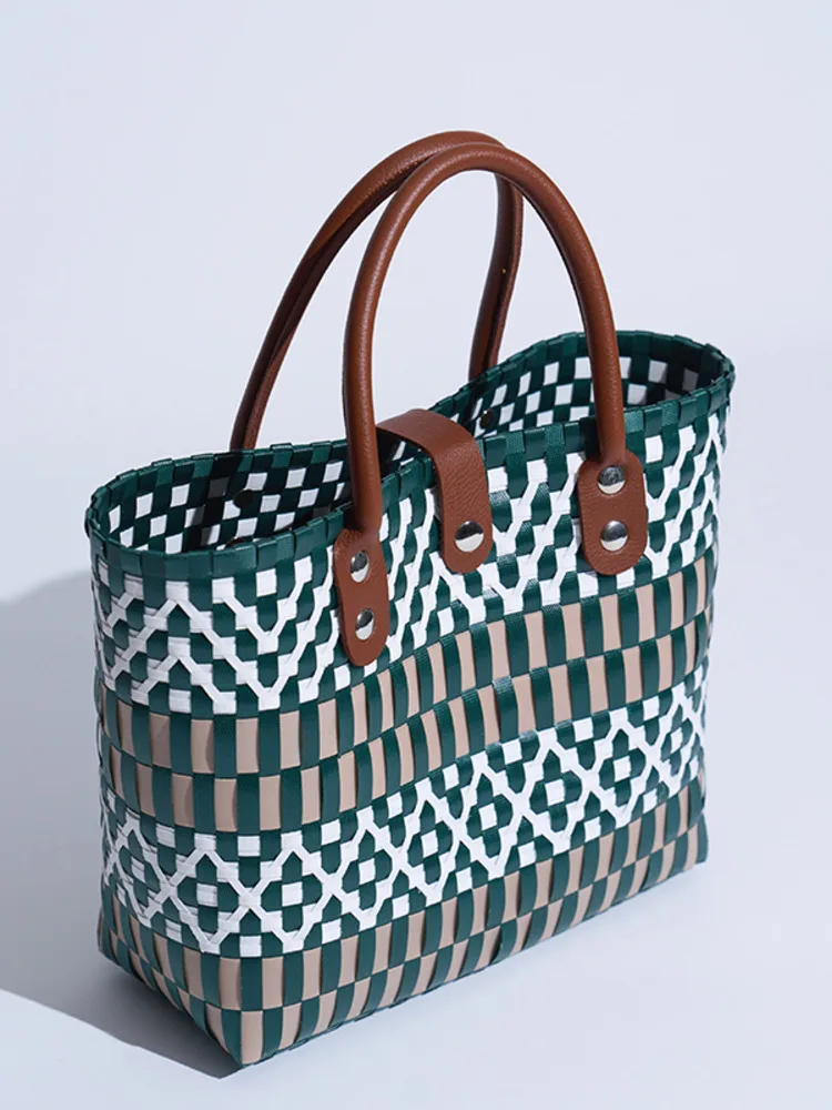 JNMC Handmade Woven Women's Fashionable And Minimalist Buckle Shopping Handbag