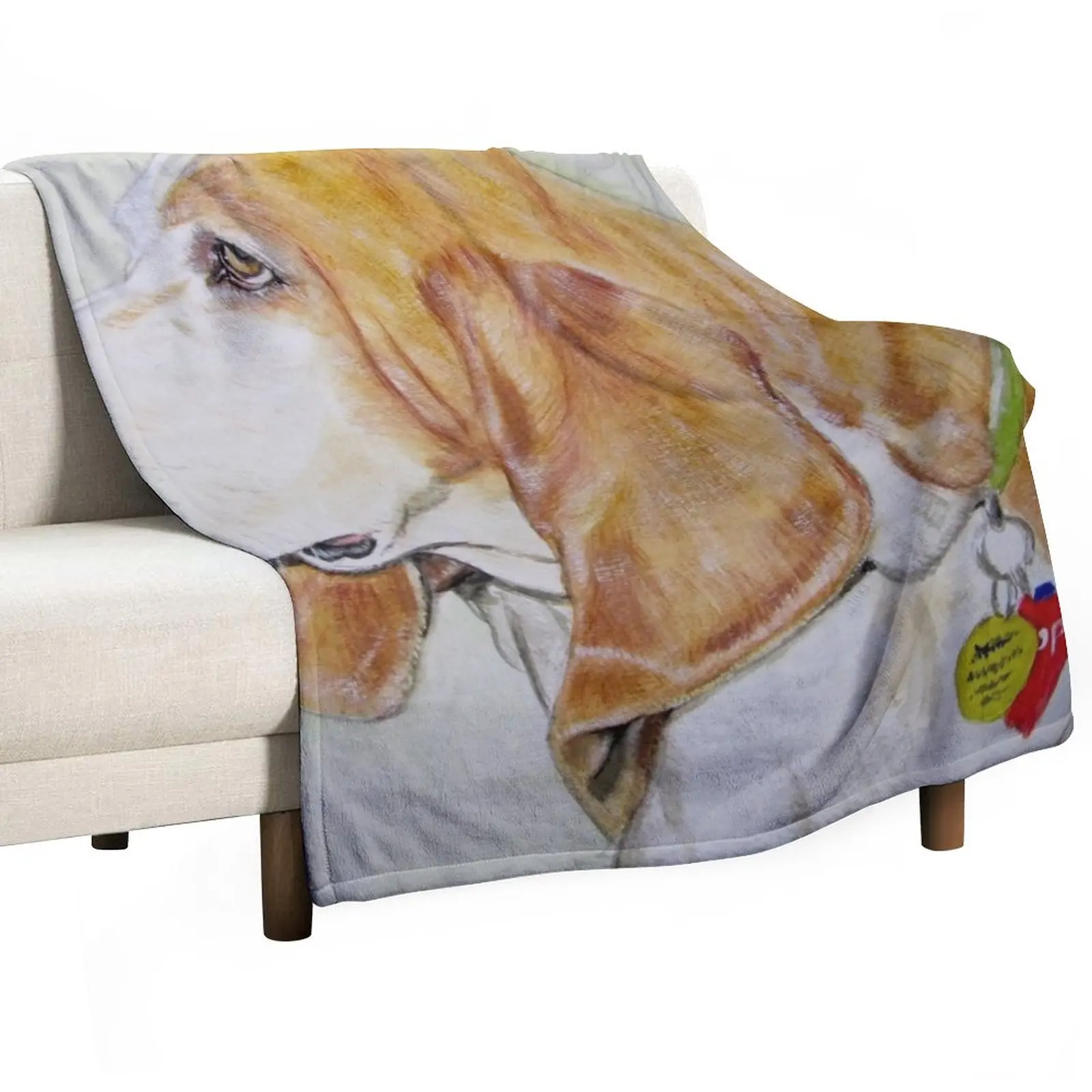 

Lemon and White Basset Hound Throw Blanket Decorative Beds Hairy Blankets