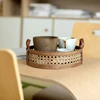Rattan Woven Storage Basket Room Round Placing Tray for Fruit Bread Breathable Desktop Organizer -Brown 2