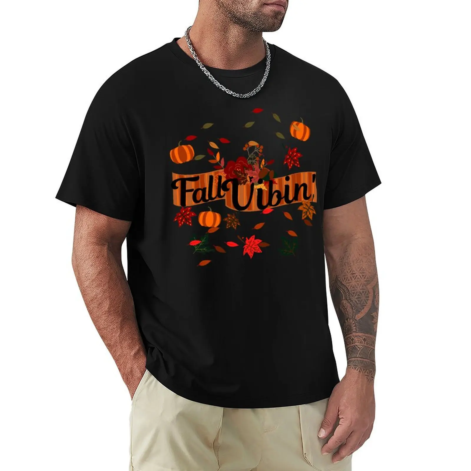 

Fall Vibin' T-Shirt boys animal print heavyweights oversizeds boys whites Men's t-shirt