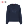CHCH Women's Hoodie New Black Round Neck Embroidered Women's Top 4