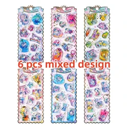 Vibrant Cartoon Animal Water Stickers for Scrapbooking and Journaling (6 pcs Mixed Design)