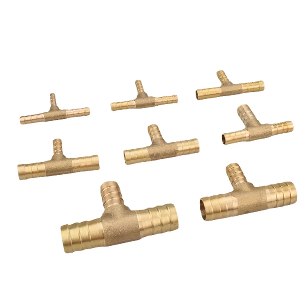 Hose Barb Tail Tee 4/6/8/10/12/14/16/19/25mm 3 Ways Reudcing Brass Pipe Fitting Splitter Coupler Adapter Connector Water Gas Oil