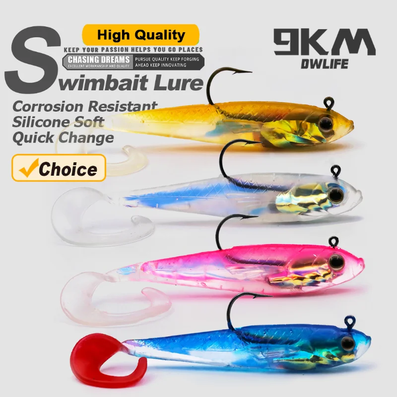 6 Leurres Souples Pré-riggés Tête Plombée – 8 Cm, Pagaie Arrière, Pour Truite, Bar, Perche