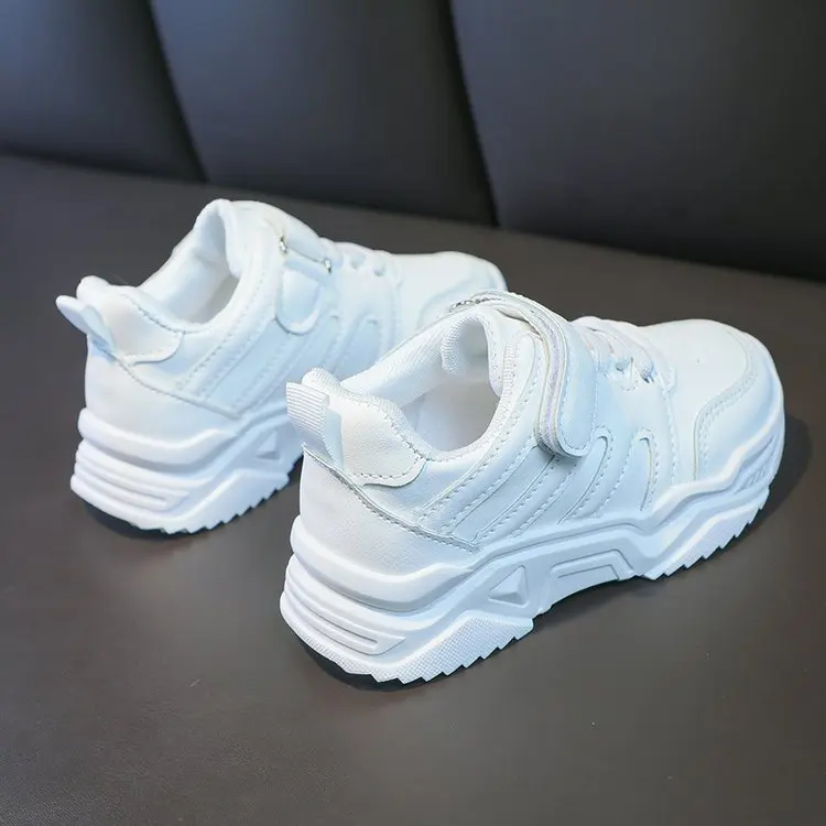 Breathable White Kids Sneakers for School