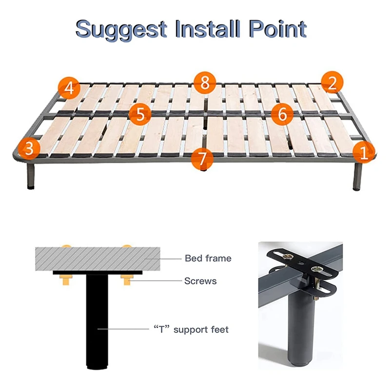 Bed Frame Legs,Adjustable Height Center Support Leg For Bed Frame, Bed Center Slat Heavy Support Leg(4.7-8.67Inch) 2