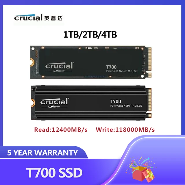 Crucial T700 2TB PCIe 5.0 x4 M.2 Internal SSD