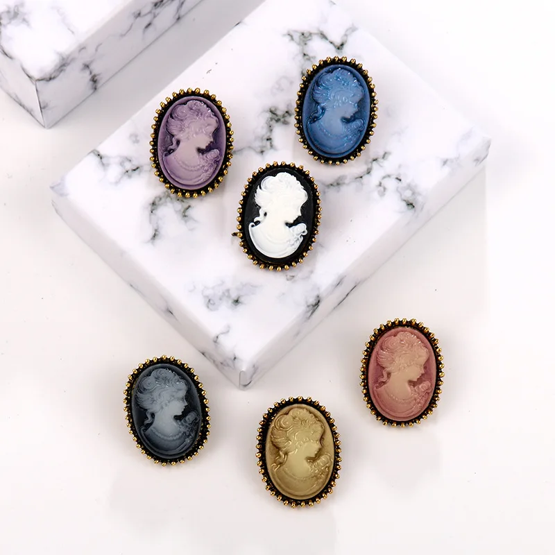 1 Pz Vintage Stile Gotico Vittoriano Cameo Spilla Statua Cameo Bellezza Testa Spilla Per Le Donne Risvolto Borsa Di Sicurezza Cappello Pin