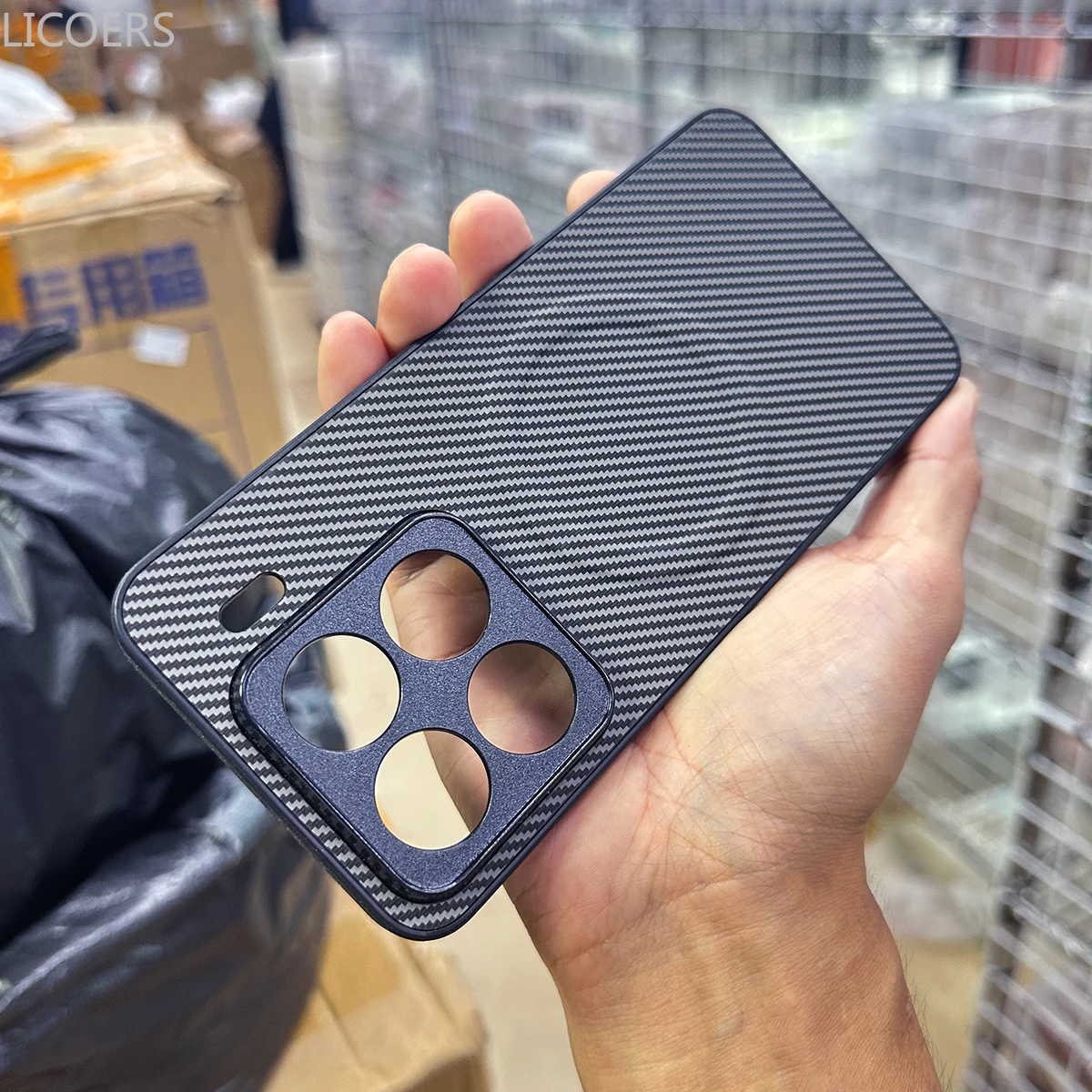 Carbon Fiber Texture Leather Magnetic Shockproof Case with Full Camera Protection