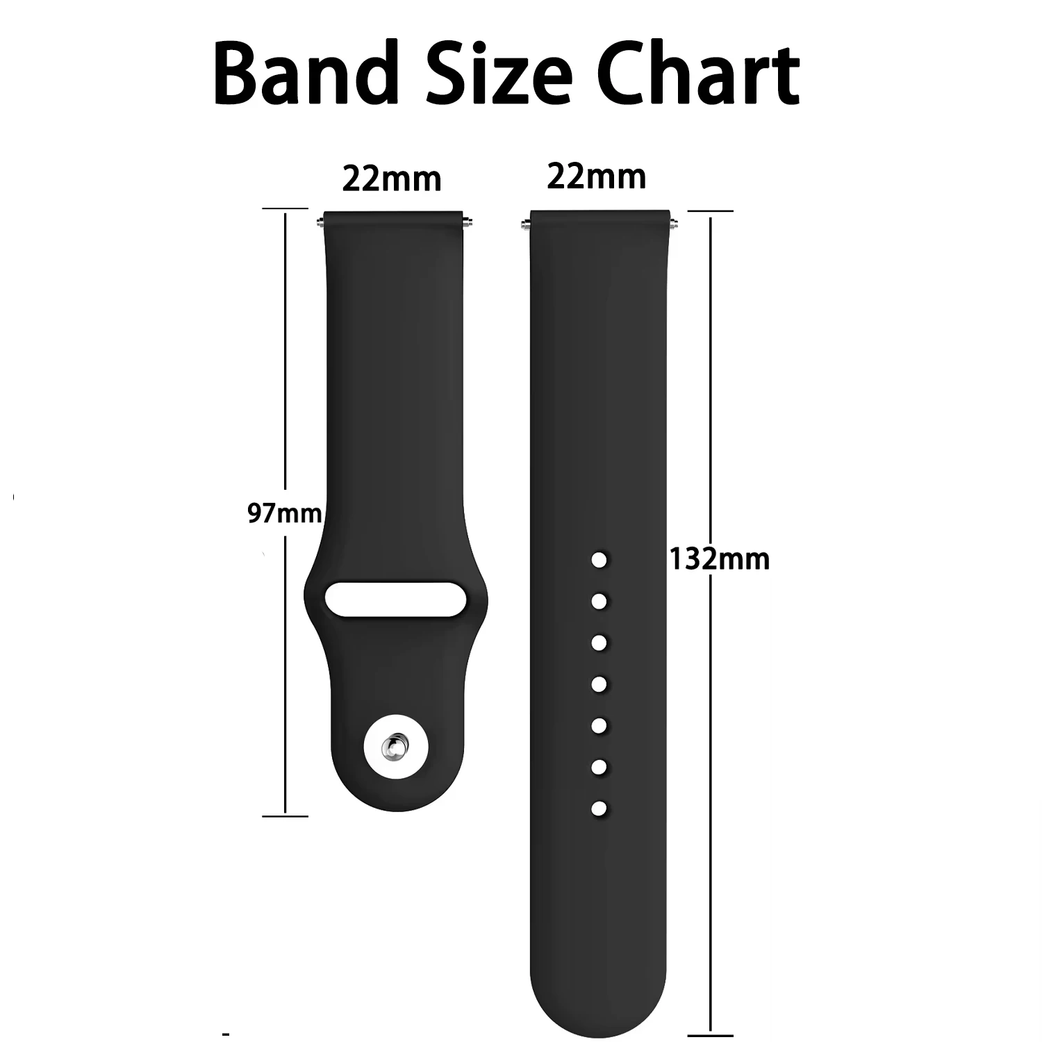 Sport Silicone Bracelet 22mm Watch Straps - Universal Fit