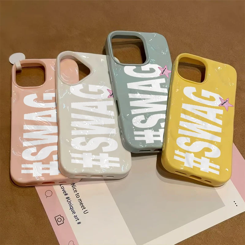 Swag Hip Hop Personalized Alphabet Phone Case For IPhone 16 15 11 Pro 13 12 14 17 Pro Max 16 Plus 17Air Wave Fashion Soft Cover