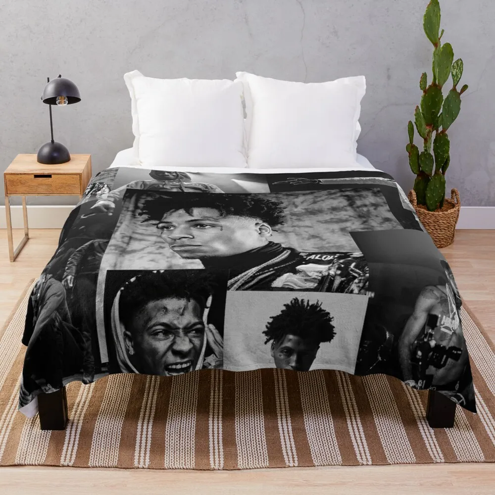 

Youngboy | B&W Never Broke Again Collage Throw Blanket Warm Blanket Blankets For Sofas Blanket For Baby