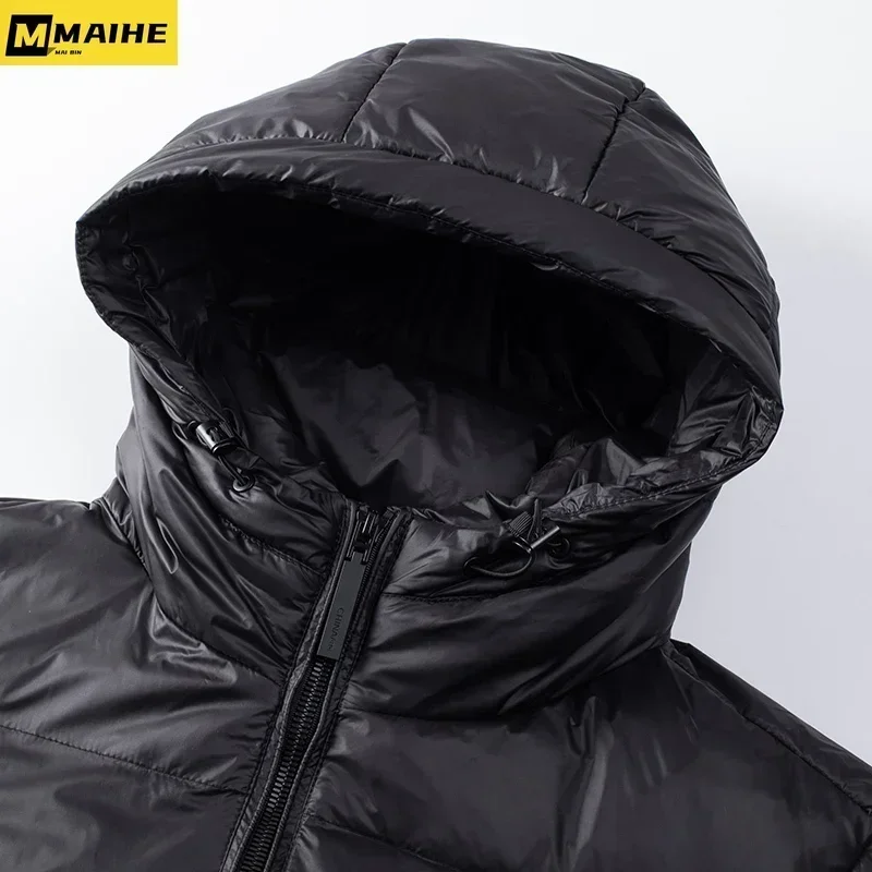 Kpo-p Black Gold Light Light Down Jacket For Men And Women Winter High-end Luxury Brand Hooded Padded Coat Short Windproof Parka