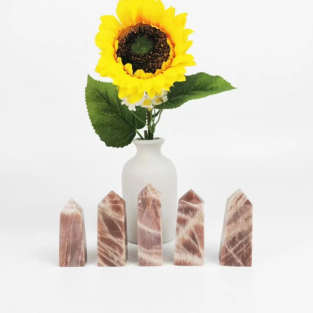 

7-9CM Natural Crystal Obelisk Golden Sun Stone Points Tower Wand Spiritual Healing Stones Semi Precious For Women's Day Gifts