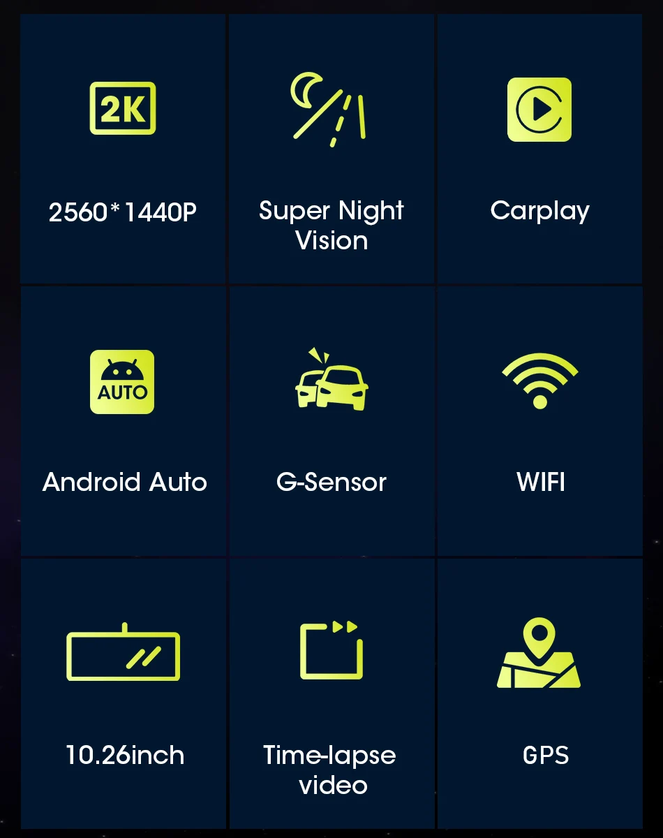 Srnubi 10,26-Zoll-Carplay-Bildschirm für Auto-DVR-Multimedia, kabelloses Carplay und Android Auto, Auto-Stereoanlage, Mirror Link, Bluetooth, AUX-Player – Detail 2