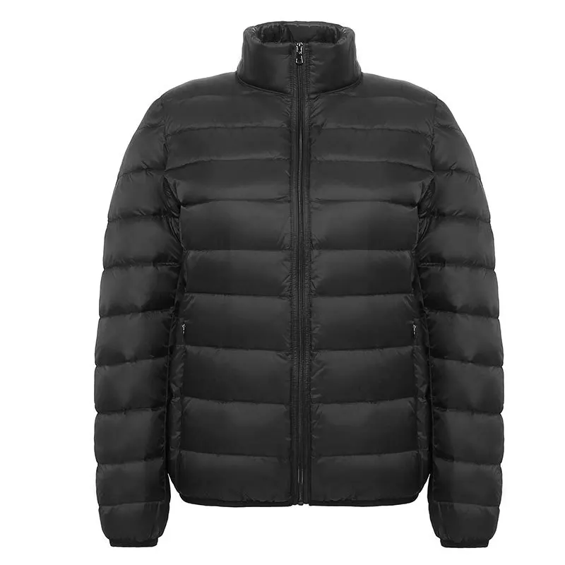 

2023 Autumn and Winter New Stand Collar Lightweight down Jacket Women's Short Large Size Casual Warm Jacket 90 White Duck down