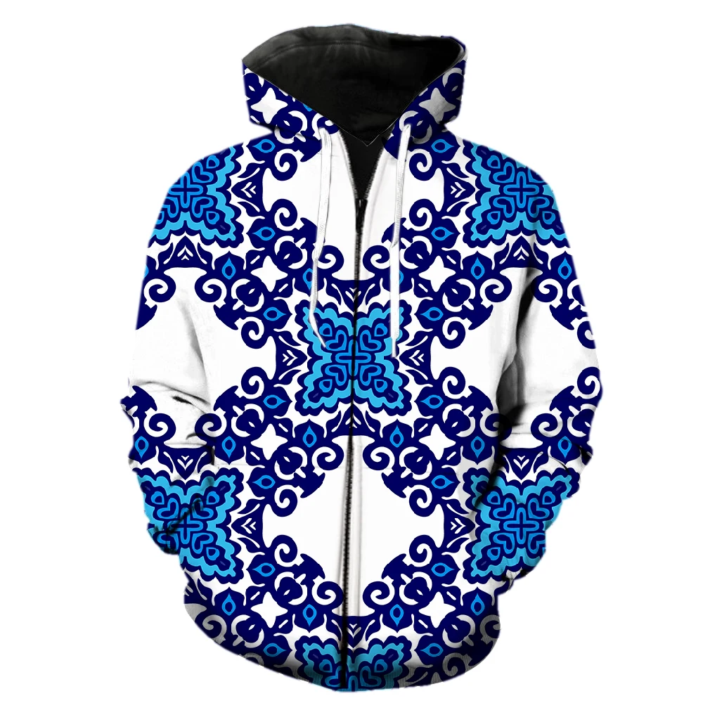 

Retro National Style Men's Zipper Hoodies 2022 Hot Sale With Hood Jackets Streetwear 3D Print Tops Spring Unisex Harajuku Funny