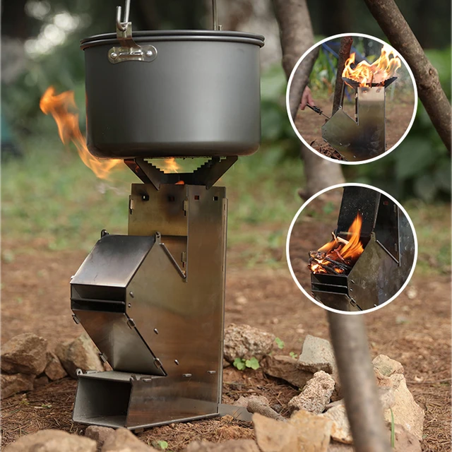 Portable Wood Camping Stove Folding Wood Burning Rocket Stove Outdoor Backpacking  Camp Tent Stove Stainless Steel - AliExpress