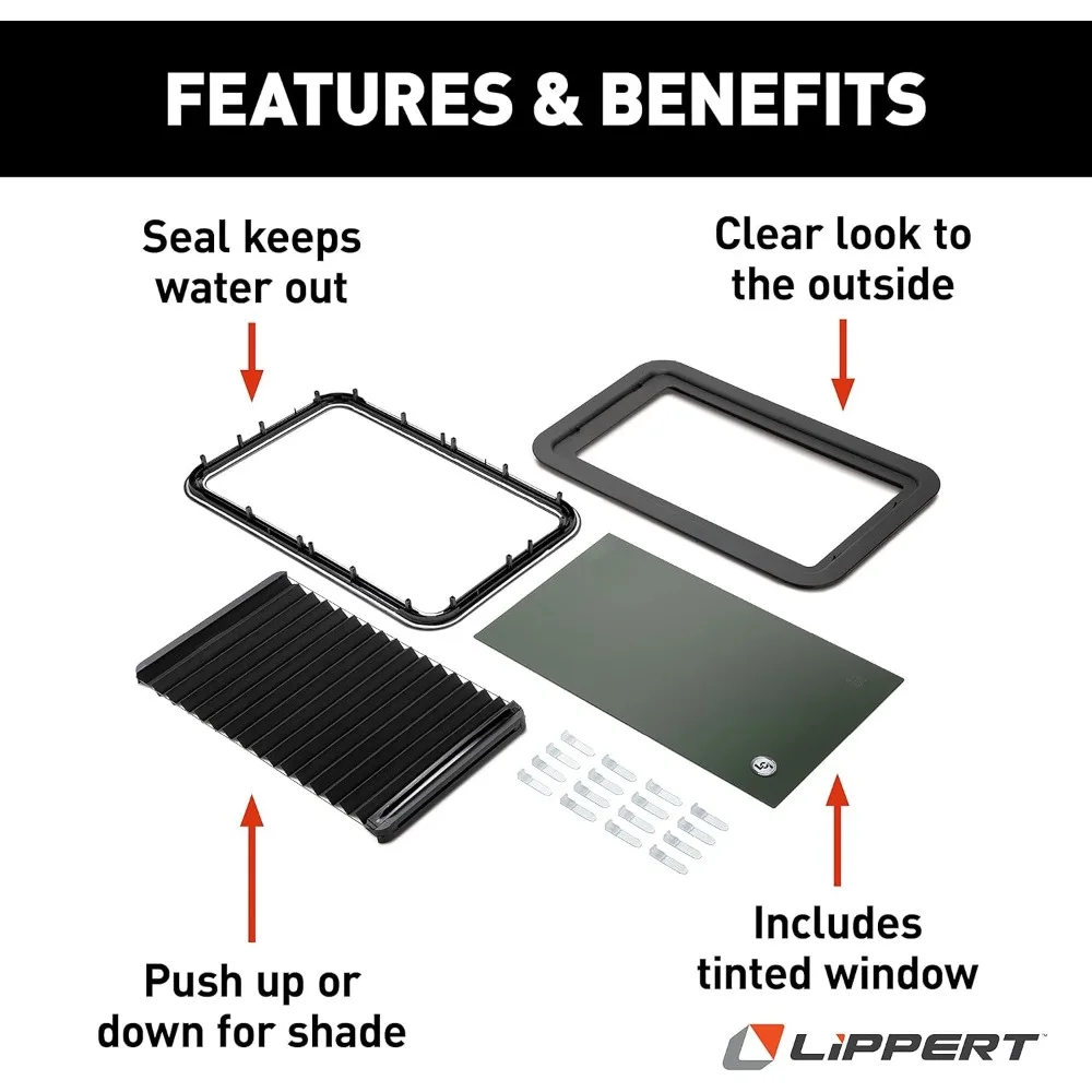 806621 Thin Shade Complete Window Kit for RV Entry Doors, Black 3