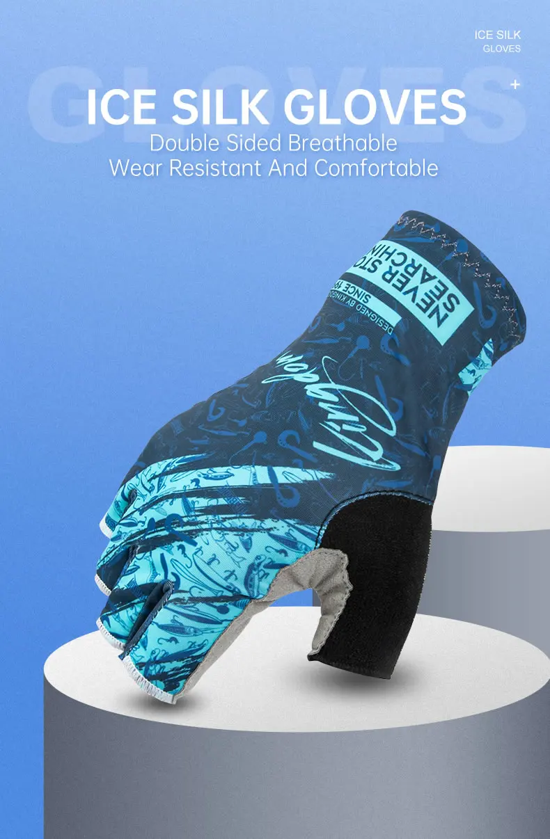 Description Picture 2 of itemKingdom Ice Silk Anti-slip Fishing Gloves Outdoor Sports Breathable Cycling Bike Bicycle Camping Hiking Fingerless Glove