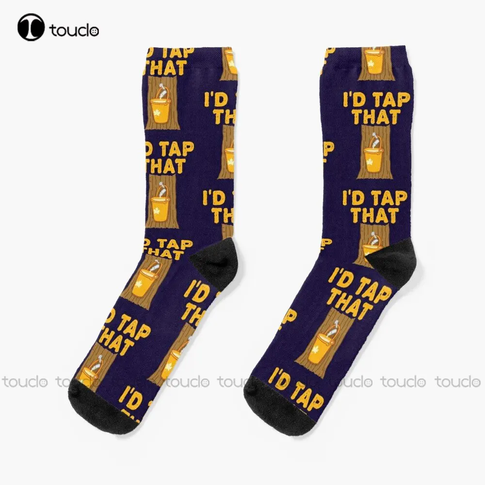 

Maple Syrup Tree I'D Tap That Socks Mens White Socks Personalized Custom Unisex Adult Teen Youth Socks Street Skateboard Socks