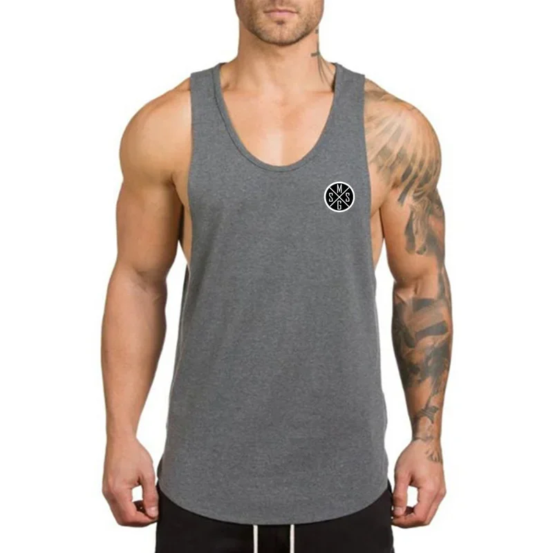 Sommer Herren Neuankömmling Muscleguys Brand Fitness Gym Workout Sport Bodybuilding Fitness Fashion Atmungsaktive bedruckte Baumwollweste