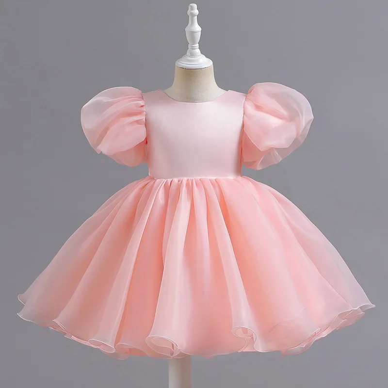 

Детское элегантное розовое милое платье с цветами для девочек, короткое вечернее платье на день рождения, черное, красное, белое, Пышное Платье До Колена, детские платья