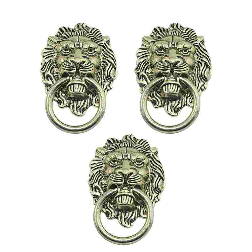 

3PCS Phone Case Decor Retro Door Knocker Lion Head Phone Cover Accessories Creative DIY Phone Case Ornament Alloy Door Knocker