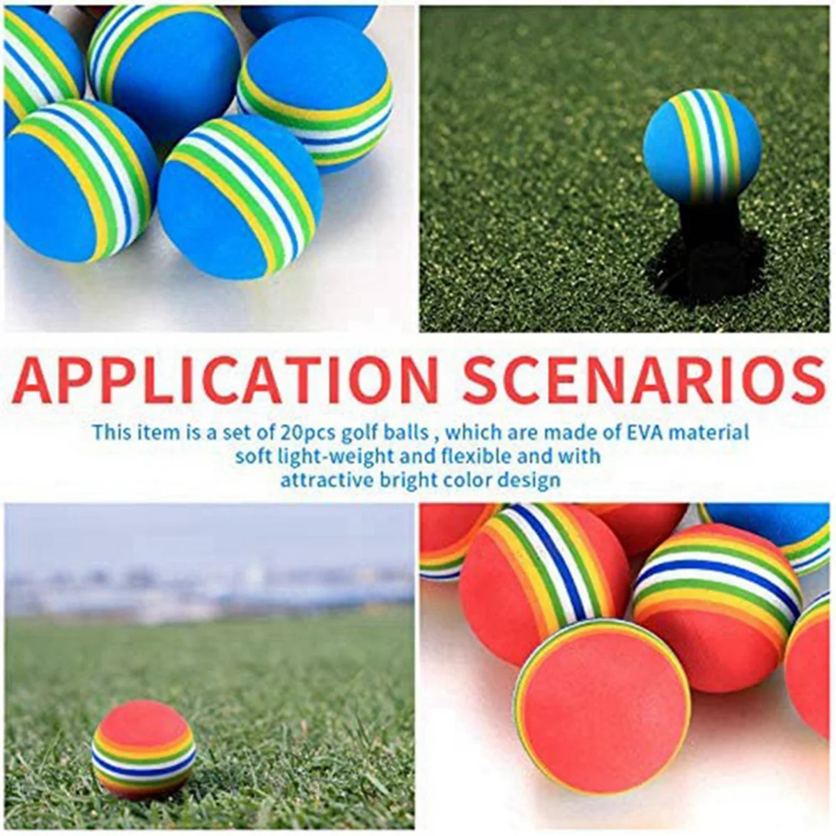 BAAU 60 Pcs Golf BallsSoft Foam Garden Golf Balls Practice Balls Sponge Rainbow for Indoor Outdoor