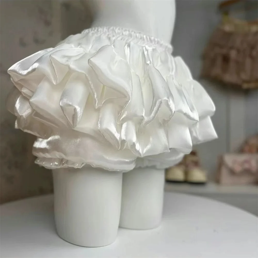 Süßer Satin-Freizeitrock mit Elastischer Taille, Neuer Kurzer Rock für Damen, Sommerlicher Schicker Weißer Rüschen-Tüllrock, Modischer Hübscher Prinzessinnenrock – Detail 14